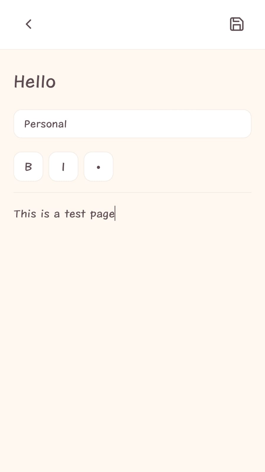 Screenshot of the note editor
